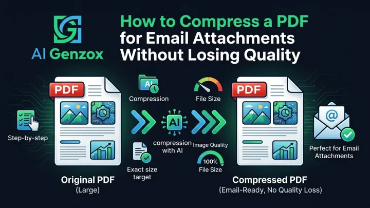 PDF document shrinking in size while an email attachment icon shows it fitting under the size limit